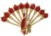 Art Deco Parrot Vintage Prong-Set Ruby Red Stones Figural Pin Brooch