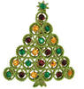 Christmas Tree Enamel Rhinestone Figural Brooch - dates 1950s