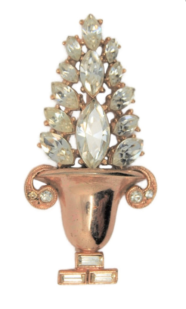 Ora Fountain Urn Antique Vintage Costume Figural Pin Brooch - 1940s