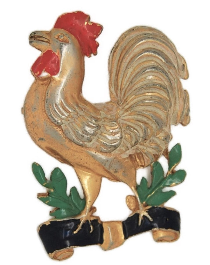 Silson UK Patriotic Rooster Patriotic WW2 Vintage Costume Figural Pin Brooch
