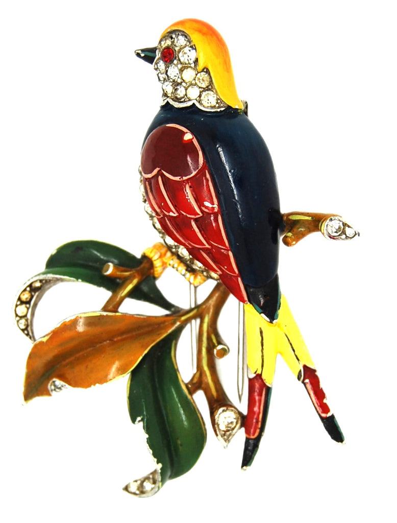 Trifari Perched Bird A Philippe 1942 Vintage Figural Fur Clip Brooch