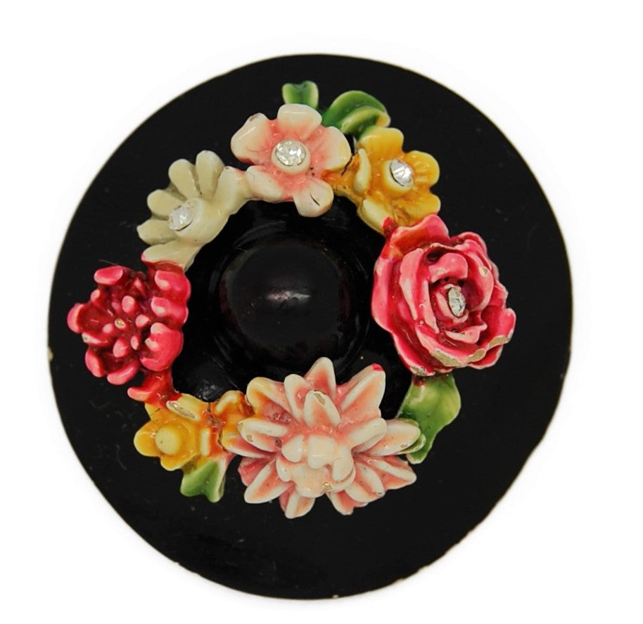 BSK My Fair Lady Floral Flowered Hat Vintage Figural Costume Brooch