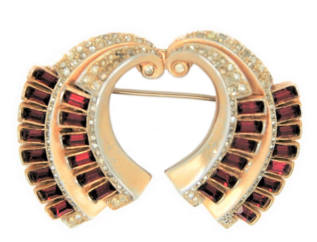 Coro Duette Royal Arches Fur Clips Vintage Costume Brooch Set
