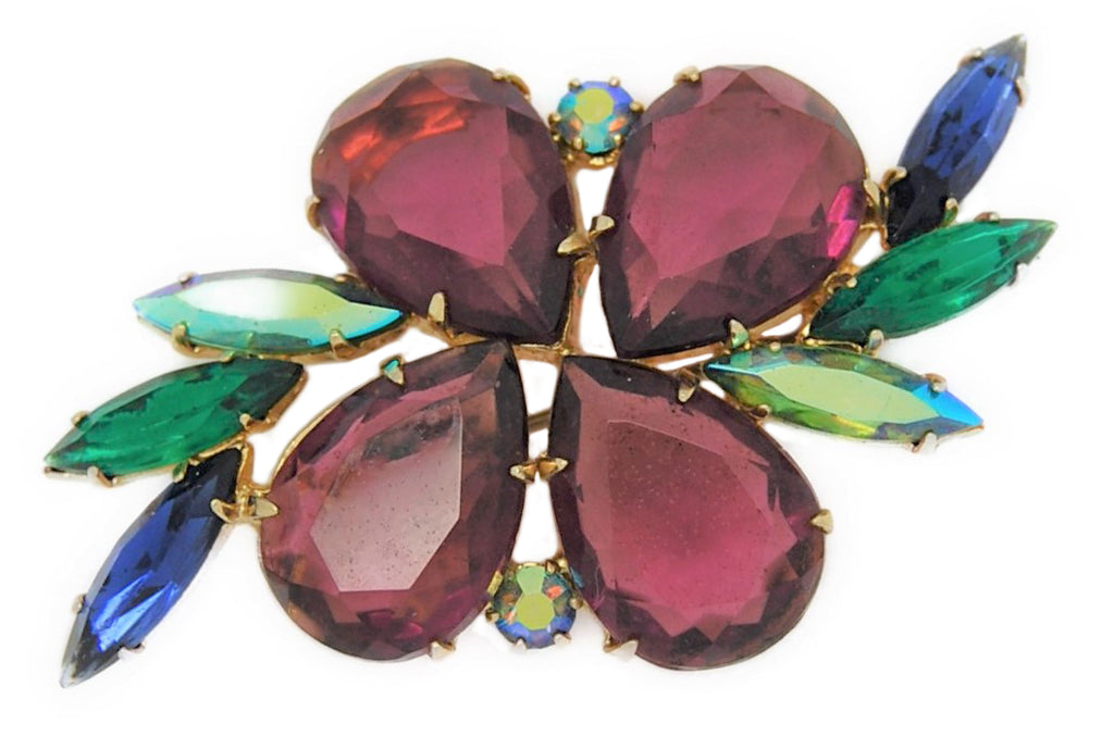 D&E Juliana Grape & Greens Vintage Figural Costume Brooch