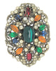 Art Deco Colorful Filigree Dress Clip Vintage Pin Brooch