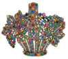 Glass Works Basket of Flowers Vintage Figural Pin Brooch