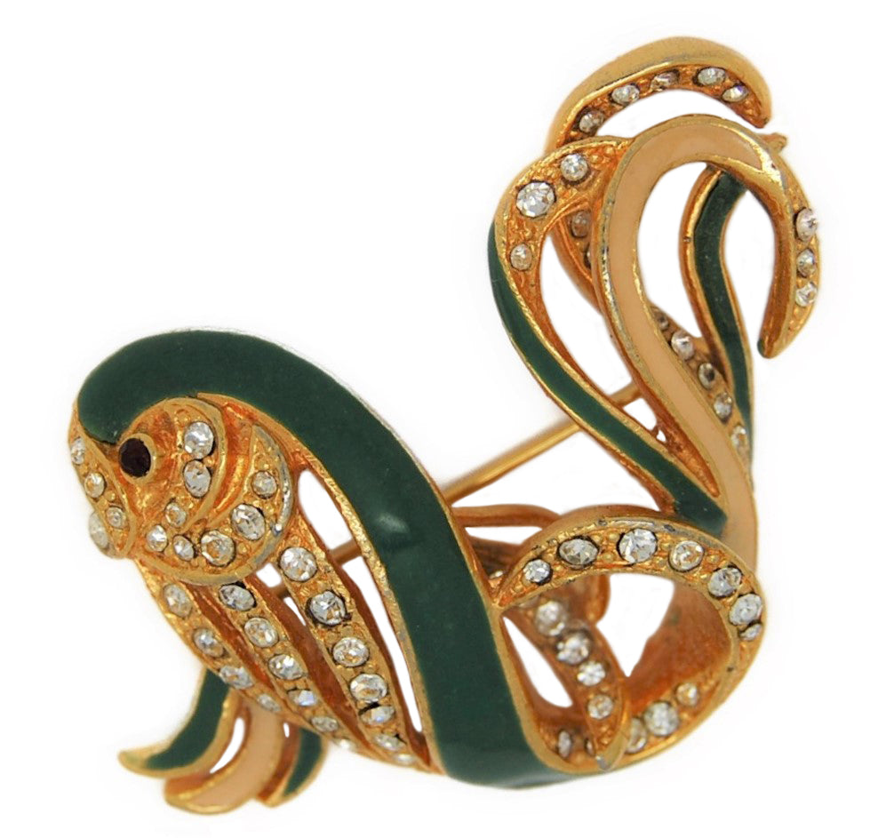 Sphinx Enamel Fantasy Fish Vintage Figural Costume Brooch