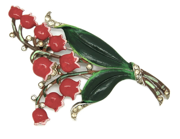 Trifari Sparkling Lilies of the Valley Fur Clip Vintage Figural