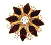 Mid-Century Ruby Red Starburst Rhinestone Vintage Costume Figural Pin Brooch