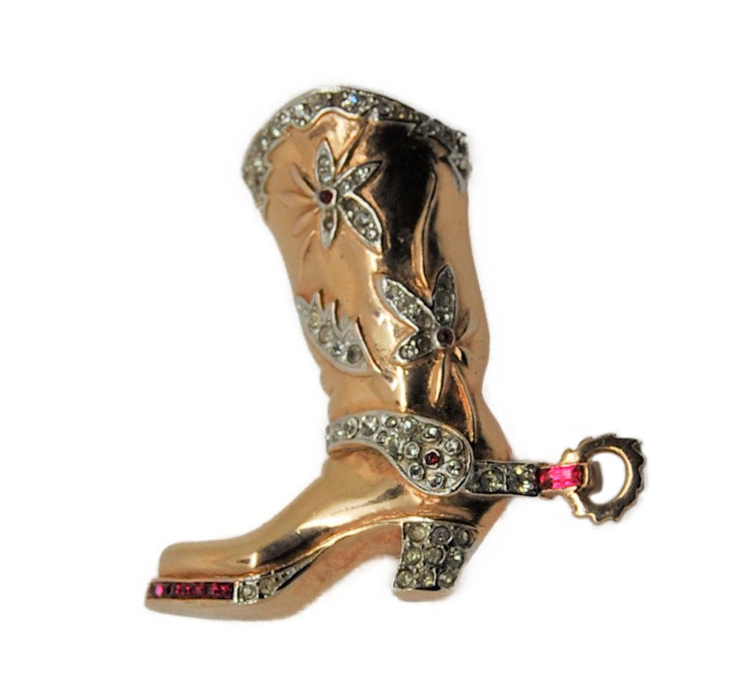 Coro Pegasus Cowboy Boot 1940s Vintage Figural Costume Brooch