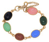 Carved Glass & Gold Scarab High-end Vintage Figural Bracelet