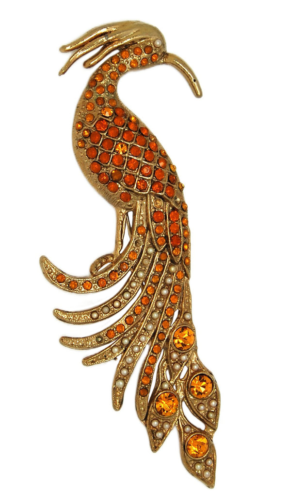 American 1960s Massive Statement Size Heron Vintage Figural Pin Brooch