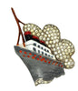 Trifari Steam Ship Boat Fur Clip Vintage Figural Brooch - Very RARE