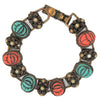 Glass Scarab & Lotus Pearl Link Tut Discovery Antique Bracelet