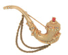 Coro Ornate Smoking Pipe Vintage Figural Costume Brooch