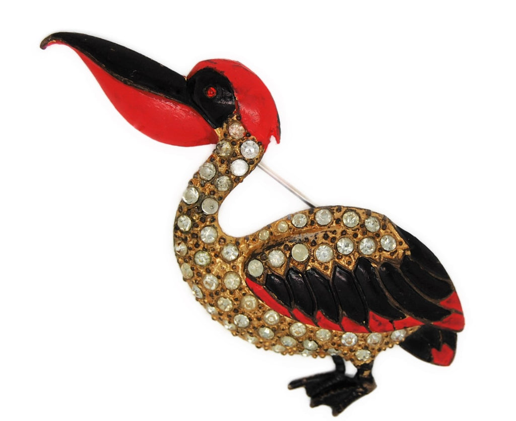Fred Grey Pelican Made in USA Vintage Figural Costume Brooch