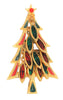 Tancer II Red & Green Glass Dangle Tree Vintage Figural Brooch