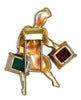 Bauman Massa Jomaz Bellhop Suitcase Lady Fur Clip Vintage Figural Brooch