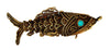 Antique Asian Articulated Poison Pill Box Fish Wire Mesh Vintage Figural Pendant