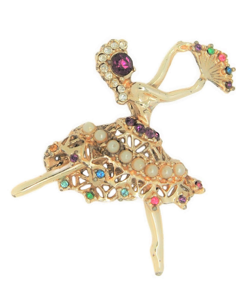 Coro Ballerina Faithful Camargo Copy Vintage Figural Pin Brooch