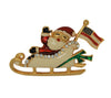 Patriotic Santa Enamel Sleigh Vintage Costume Figural Brooch