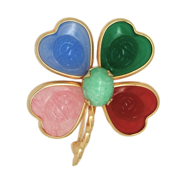 Accessocraft Mid-Century 4 Leaf Clover Scarab Hearts Vintage Figural Pin Brooch