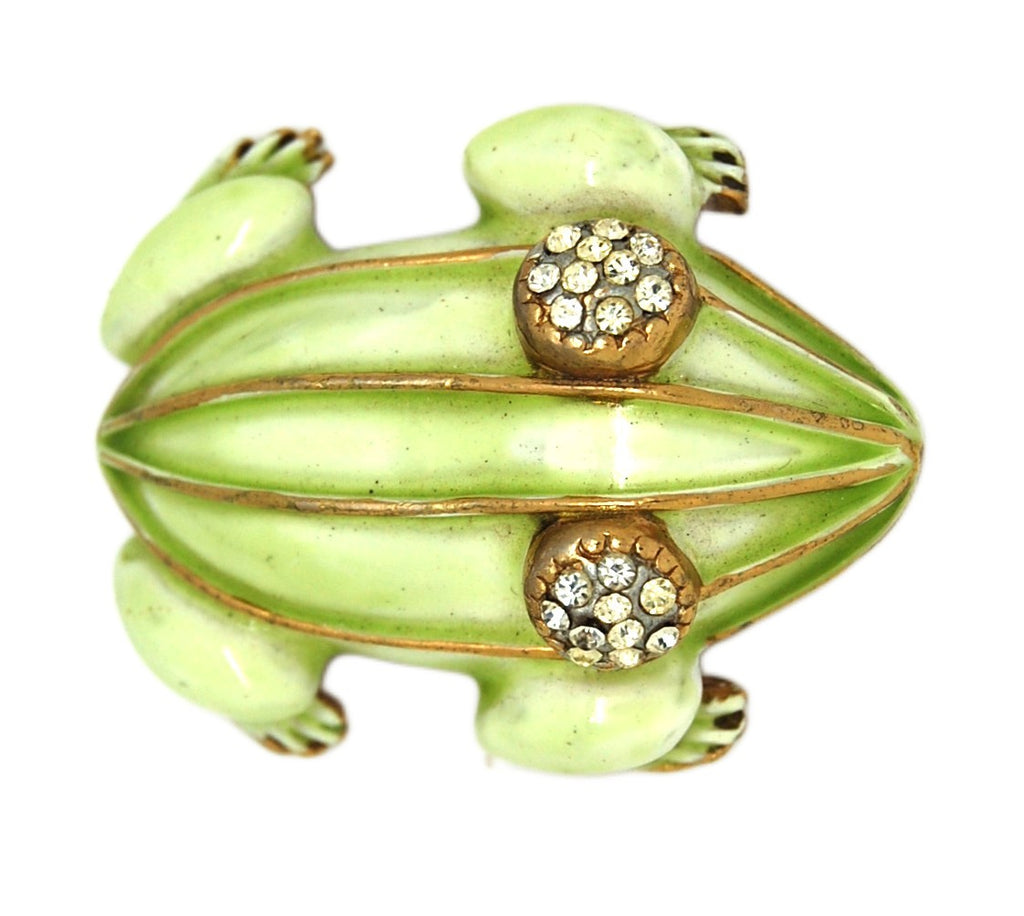 Capri Mint Green Enamel Frog Vintage Figural Pin Brooch