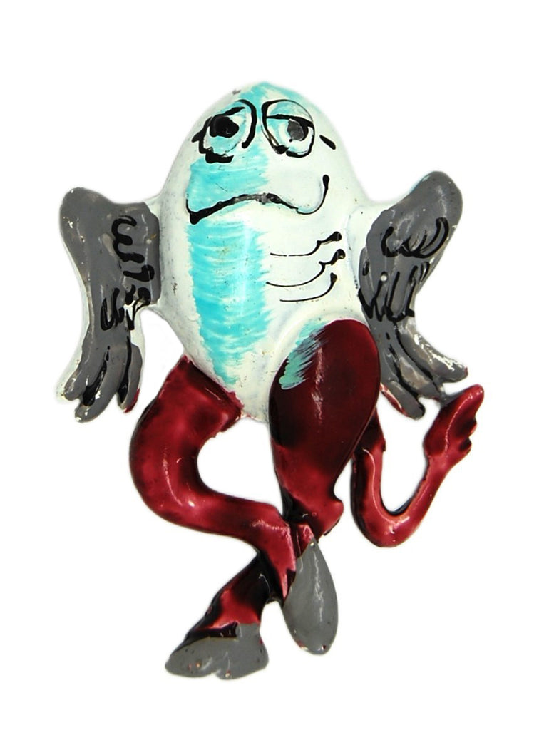 CFW Winged Tailed Humpty Vintage Figural Brooch