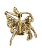 Longcraft Cut Work Ballet Dancer Gold Plate Rhinestones Vintage Figural Brooch