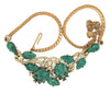 Floral Green Lucite Flowers & Leaves Gold Tone Vintage Figural Necklace