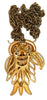 1950s Statement Multi-Level Gold Tone Amber Owl Vintage Figural Necklace