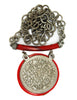 Celebrity Statment Sized Yin Yang Ruby Red Lucite Vintage Figural Necklace