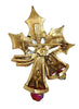 Weiss Christmas Bells Gold Tone Holiday Holly Vintage Figural Brooch