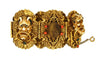 Braunstein 1952 Horned Smiling Devil Faustus Gold Plated Cartouche Bracelet