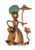 Longcraft Copper Parasol Gardening Lady WW2 Vintage Figural Brooch