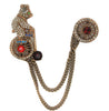 Gargano Circus Bear Unicycle Wheel Chatelaine Vintage Figural Brooch Set