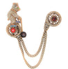Gargano Circus Bear Unicycle Wheel Chatelaine Vintage Figural Brooch Set