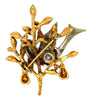 ART Partridge Pear Tree Enamel Vintage Figural Pin Brooch