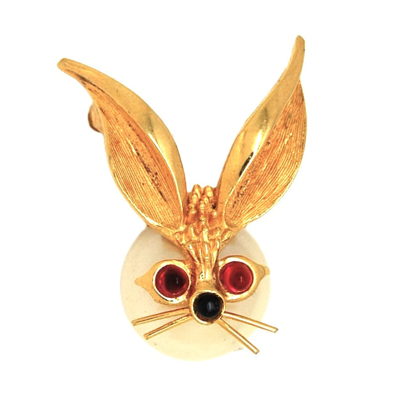 Boucher Bunny Easter Rabbit Pearl Belly Vintage Figural Pin Brooch