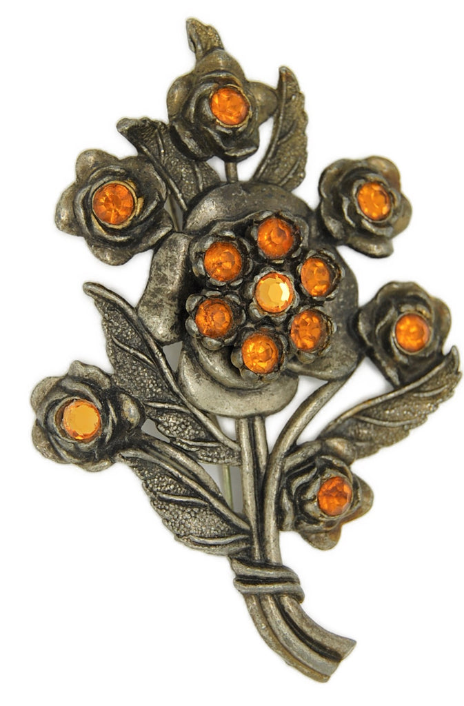 Little Nemo Floral Amber Multi-Blossom Vintage Figural Costume Brooch