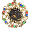 Austro Hungarian Signed HH Brass Glass Dangle Vintage Brooch