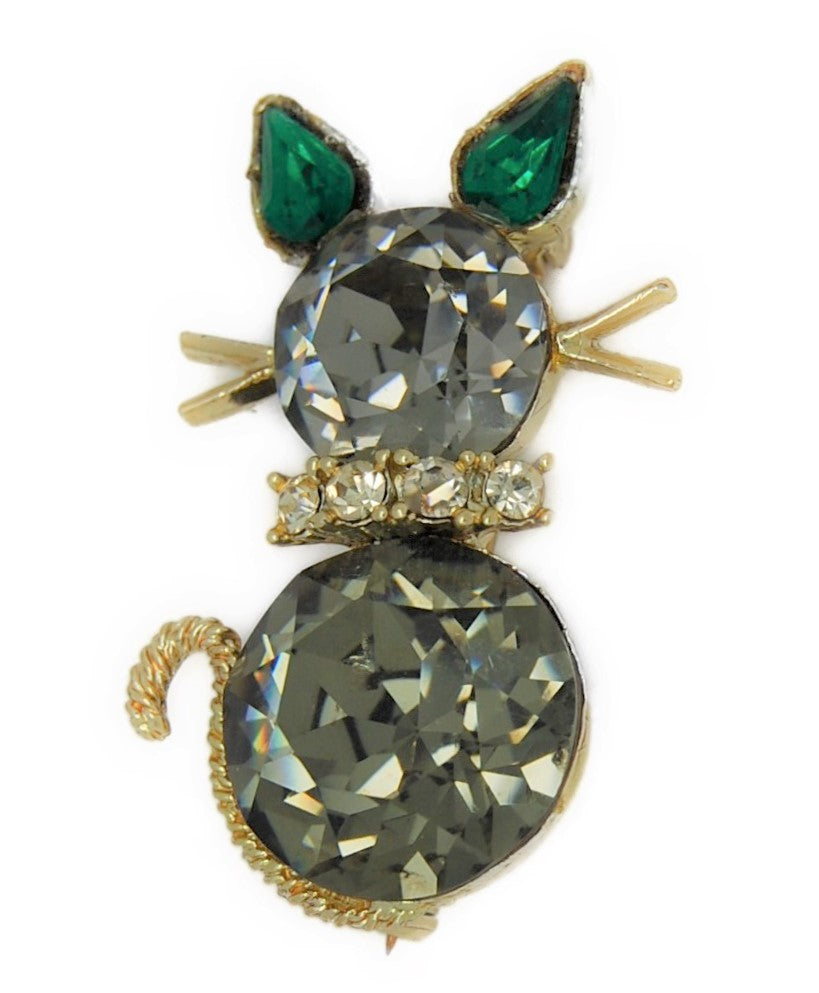 Dodds Headlight Kitty Cat Vintage Figural Costume Brooch