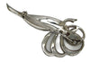 Beautiful Pink & Clear Rhinestones Rhodium Leaf Abstract Vintage Figural Pin Brooch