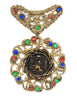 Austro Hungarian Signed HH Brass Glass Dangle Vintage Brooch