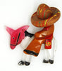 Bakelite Sleepy Rider Wood Sombrero Lucite Donkey Vintage Figural Brooch