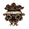 Floral Ruby Jelly Belly Gold Plate Urn Vintage Figural Pin Brooch 1930s