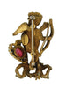 DeNicola Ruby Red Heart Cupid Cherub Putti Vintage Figural Pin Brooch