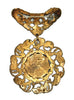 Austro Hungarian Signed HH Brass Glass Dangle Vintage Brooch