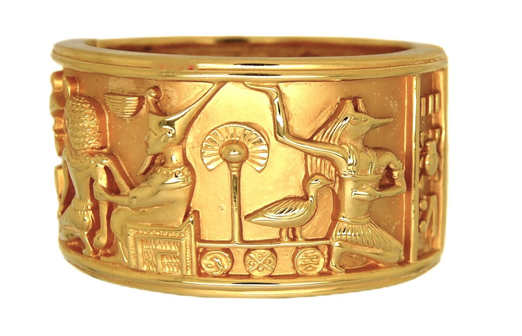 Elizabeth Taylor Cleopatra Hieroglyphs Cuff Vintage Figural Bracelet