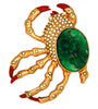 Carnegie Jade Belly AB Body Stones Crab Claws Vintage Figural Pin Brooch